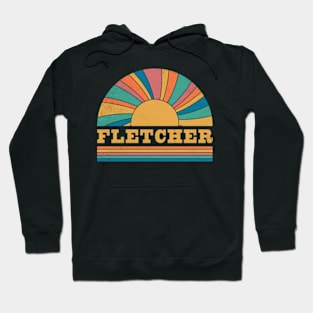 Graphic Fletcher Proud Name Distressed Birthday Retro Style Hoodie